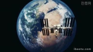 k由美国宇航局提供的地球元素轨道上的国际空间站